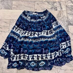 Bohemian Cafe Womens M Blue Multicolor Tie Dyed Peasant Skirt  100% cotton